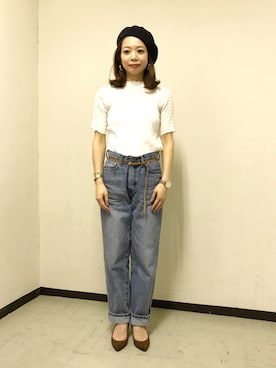「ADAM ET ROPE'（アダムエロペ）のアイテム（ハンチング/ベレー帽）」を使った、misaさん（レディース・157cm）の夏コーディネート