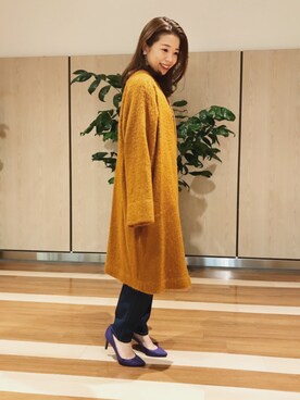 「モヘヤ」｜「アイテム（その他アウター）」を使った、misaさん（レディース・157cm）の秋コーディネート