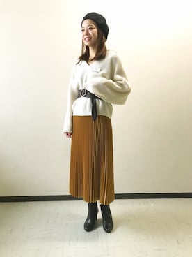 「ADAM ET ROPE'（アダムエロペ）のアイテム（ハンチング/ベレー帽）」を使った、misaさん（レディース・157cm）の秋コーディネート