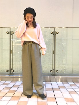 「ADAM ET ROPE'（アダムエロペ）のアイテム（ハンチング/ベレー帽）」を使った、misaさん（レディース・157cm）の秋コーディネート