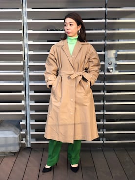 「ADAM ET ROPE'（アダムエロペ）のアイテム（ステンカラーコート）」を使った、misaさん（レディース・157cm）の冬コーディネート