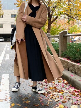 「piccin」｜「アイテム（チェスターコート）」を使った、PICCIN PRESSさん（レディース・164cm）の冬コーディネート
