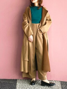「piccin」｜「アイテム（チェスターコート）」を使った、PICCIN PRESSさん（レディース・164cm）の冬コーディネート