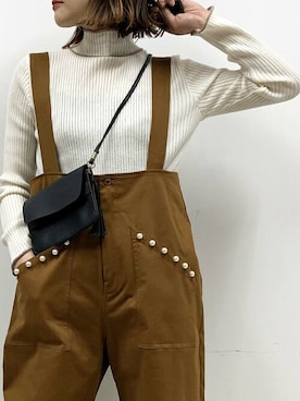 「ラメ」｜「アイテム（オールインワン・サロペット）」を使った、PICCIN PRESSさん（レディース・164cm）の秋コーディネート