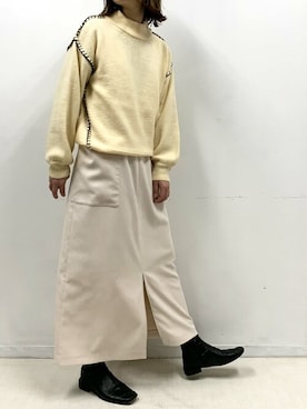 「piccin」｜「アイテム（ジャンパースカート）」を使った、PICCIN PRESSさん（レディース・164cm）の秋コーディネート