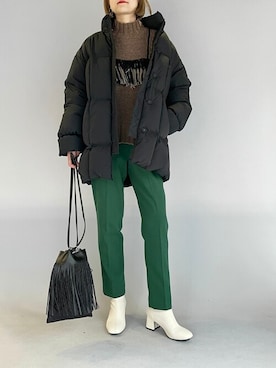 「ブラウンニット」｜「アイテム（スラックス）」を使った、PICCIN PRESSさん（レディース・164cm）の秋コーディネート
