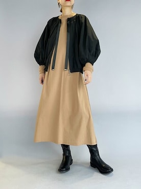 「袖ボリューム」｜「アイテム（ブルゾン）」を使った、PICCIN PRESSさん（レディース・164cm）の冬コーディネート