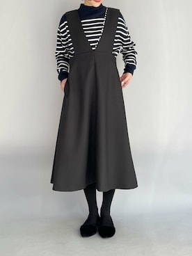 「piccin」｜「アイテム（ジャンパースカート）」を使った、PICCIN PRESSさん（レディース・164cm）の冬コーディネート