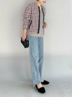 「piccin」｜「アイテム（ノーカラージャケット）」を使った、PICCIN PRESSさん（レディース・164cm）の冬コーディネート