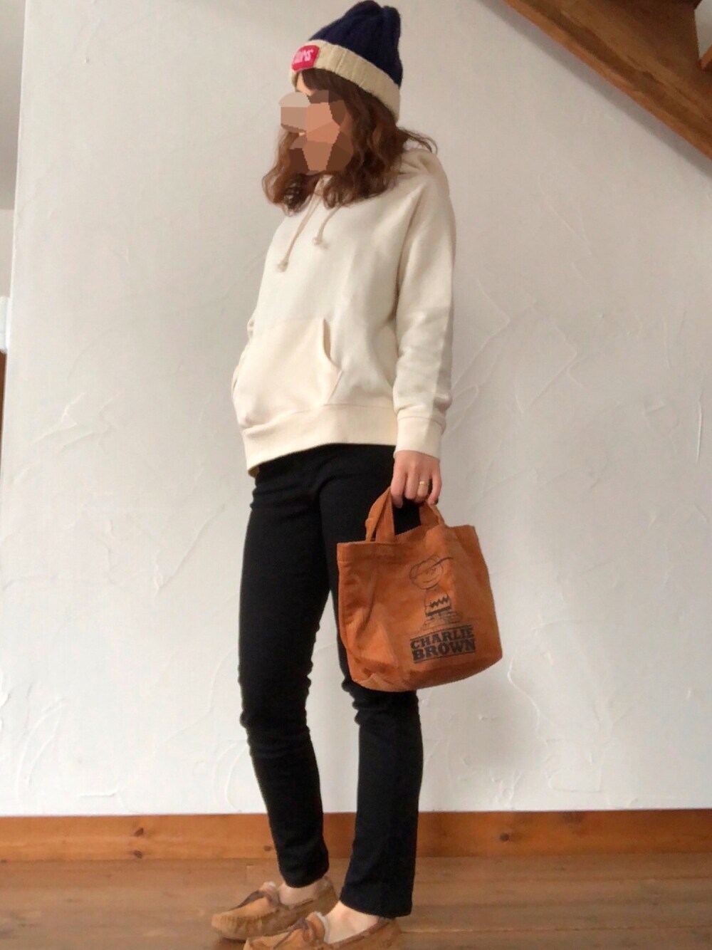「CHUMSのアイテム（ニットキャップ/ビーニー、ブルー系）」を使った、yuuuuukoさん（レディース・157cm）の冬コーディネートの1枚目の写真