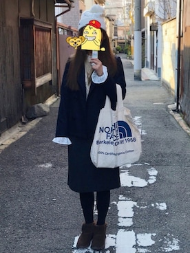 「Champion」｜「アイテム（ピーコート）」を使った、真綾さん（レディース・165cm）の冬コーディネート