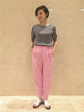 「UNITED ARROWS（ユナイテッドアローズ）のアイテム（ピアス（両耳用））」を使った、KANEKOATSUKOさん（レディース・161cm）の夏コーディネート