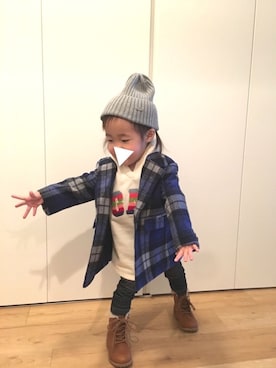 「アイテム（チェスターコート）」を使った、K☻M さん（キッズ・90cm）の冬コーディネート
