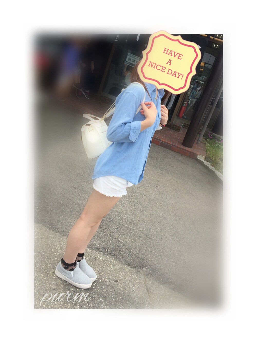 「ootd、ブルー、ホワイト、ちょっとお出かけ、blue、white」｜「GUのアイテム（デニムパンツ、ホワイト系）」を使った、ぷるむ       /푸름さん（レディース・166cm）の夏コーディネートの1枚目の写真