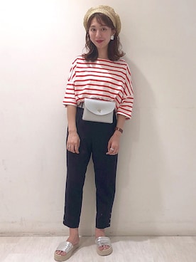 「海」｜「アイテム（ハンチング/ベレー帽）」を使った、sakiさん（レディース・153cm）の春コーディネート