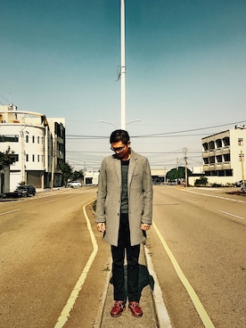 「GAP（ギャップ）のアイテム（チェスターコート）」を使った、Rickyさん（メンズ・185cm）の春コーディネート