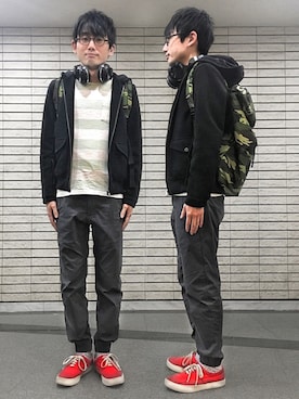 「TOPMAN（トップマン）のアイテム（ブルゾン）」を使った、エーデルワイス門田樹さん（メンズ・168cm）の冬コーディネート