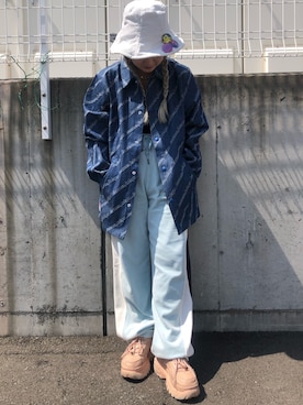 「KaneZ（ケインズ）のアイテム（ブルゾン）」を使った、yunaさん（レディース・155cm）の春コーディネート