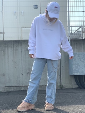 「L.H.P（エルエイチピー）のアイテム（帽子）」を使った、yunaさん（レディース・155cm）の夏コーディネート