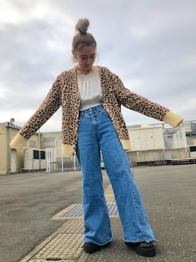 「L.H.P（エルエイチピー）のアイテム（デニムパンツ）」を使った、yunaさん（レディース・155cm）の冬コーディネート