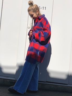 「L.H.P（エルエイチピー）のアイテム（デニムパンツ）」を使った、yunaさん（レディース・155cm）の冬コーディネート