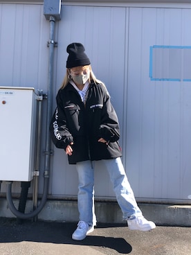 「thisisneverthat（ディスイズネバーザット）のアイテム（ジャケット/アウター）」を使った、yunaさん（レディース・155cm）の冬コーディネート