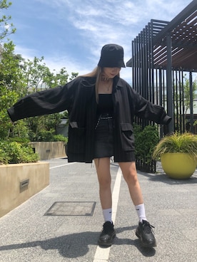 「L.H.P（エルエイチピー）のアイテム（帽子）」を使った、yunaさん（レディース・155cm）の夏コーディネート