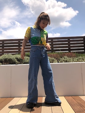 「L.H.P（エルエイチピー）のアイテム（デニムパンツ）」を使った、yunaさん（レディース・155cm）の夏コーディネート