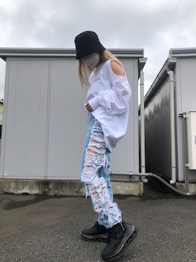 「L.H.P（エルエイチピー）のアイテム（デニムパンツ）」を使った、yunaさん（レディース・155cm）の夏コーディネート