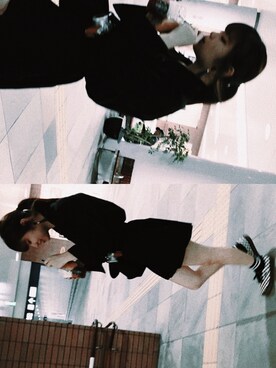 「WEGO（ウィゴー）のWEGO/3メリットオープンカラーシャツ（シャツ/ブラウス、ブラック系）」を使った、美紅さん（レディース・162cm）の秋コーディネート