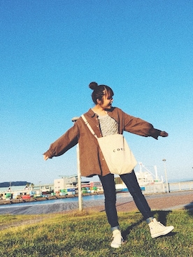 「RETRO GIRL（レトロガール）のアイテム（その他トップス、グリーン系）」を使った、美紅さん（レディース・162cm）の秋コーディネート