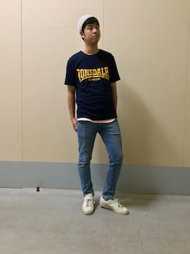 「HVC（エイチブイシー）のアイテム（トップス）」を使った、HVC相模原店さん（メンズ・176cm）の夏コーディネート