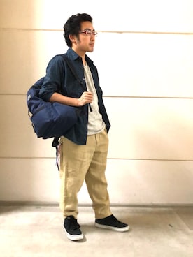 「HVC（エイチブイシー）のアイテム（バッグ）」を使った、HVC相模原店さん（メンズ・173cm）の夏コーディネート