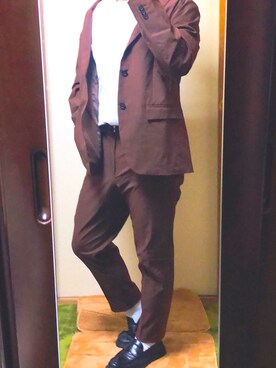 「GLOBAL WORK（グローバルワーク）のアイテム（テーラードジャケット、ブラウン系）」を使った、だぃすけさん（メンズ・170cm）の秋コーディネート