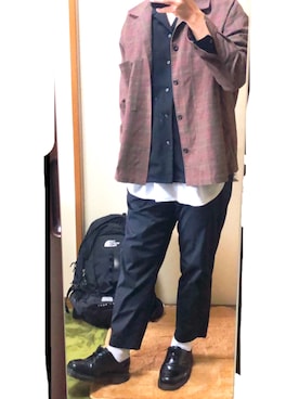 「EMMA CLOTHES（エマクローズ）のアイテム（ジャケット/アウター、ブラウン系）」を使った、だぃすけさん（メンズ・170cm）の秋コーディネート