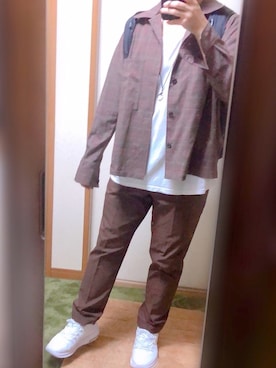 「EMMA CLOTHES（エマクローズ）のアイテム（ジャケット/アウター、ブラウン系）」を使った、だぃすけさん（メンズ・170cm）の秋コーディネート