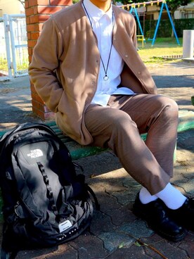 「GU（ジーユー）のアイテム（シャツ/ブラウス、ホワイト系）」を使った、だぃすけさん（メンズ・170cm）の秋コーディネート