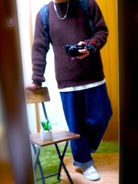 「kutir（クティール）のチェーンネックレス（ネックレス、シルバー系）」を使った、だぃすけさん（メンズ・170cm）の秋コーディネート