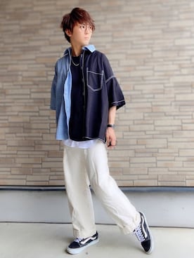「チェックシャツ」｜「アイテム（タンクトップ）」を使った、だぃすけさん（メンズ・170cm・20代）の夏コーディネート