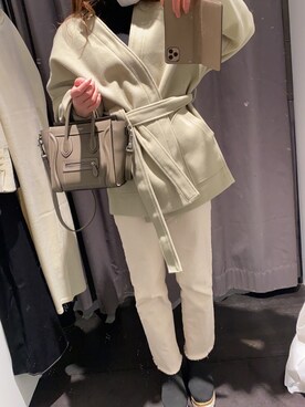 「ミントグリーン」｜「アイテム（ノーカラージャケット）」を使った、rrrrrhさん（レディース・150cm）の冬コーディネート