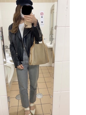 「H&M（エイチ・アンド・エム）のアイテム（ライダースジャケット）」を使った、rrrrrhさん（レディース・150cm）の春コーディネート