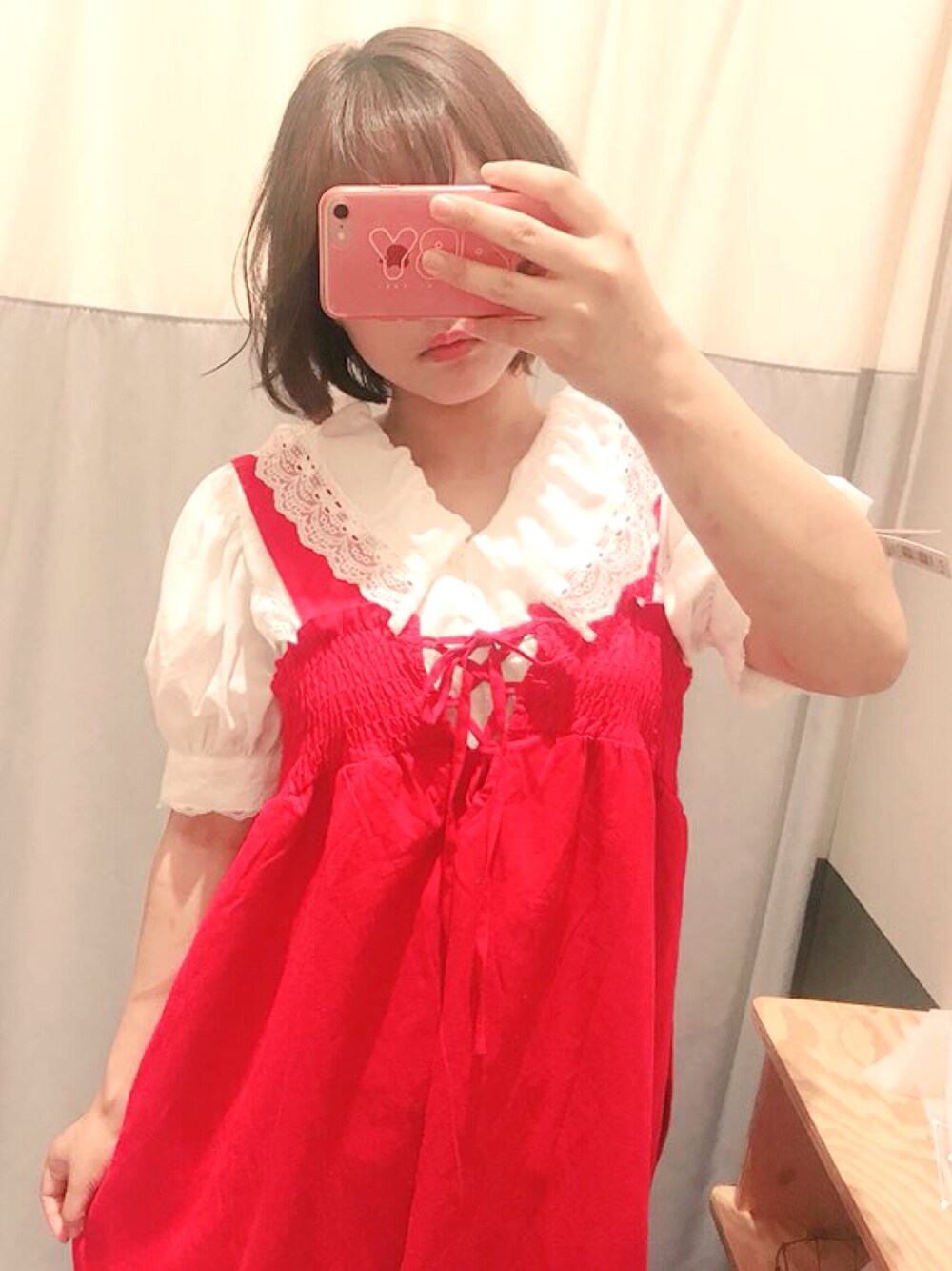 「カジュアル、ジブリ、メイちゃん、エヘカソポ×mer×しばさき、春コーデ」｜「ehka sopoのシバサキmerコラボSET（ZOZO限定）（ワンピース、レッド系）」を使った、かおるさん（レディース・157cm）の春コーディネートの1枚目の写真
