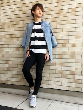「ロング丈」｜「アイテム（MA-1）」を使った、VENCE EXCHANGE MEN'S STAFFさん（メンズ・173cm）の春コーディネート