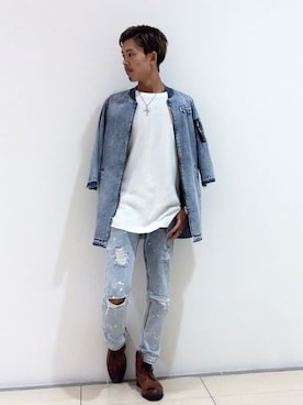 「アイテム（MA-1）」を使った、VENCE EXCHANGE MEN'S STAFFさん（メンズ・173cm）の春コーディネート