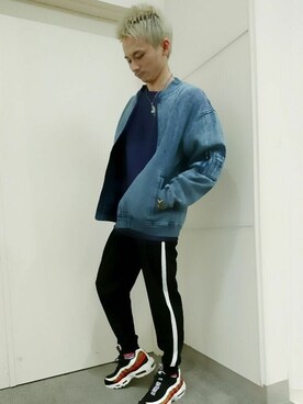 「スエット」｜「アイテム（MA-1）」を使った、VENCE EXCHANGE MEN'S STAFFさん（メンズ・173cm）の春コーディネート