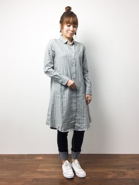 「Burner（バーナー）のアイテム（シャツワンピース）」を使った、SUBさん（レディース・154cm）の冬コーディネート