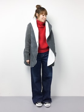 「LOWY（ロヴィ）のアイテム」を使った、SUBさん（レディース・154cm）の冬コーディネート