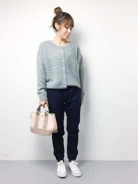 「TOPKAPI（トプカピ）のアイテム（トートバッグ）」を使った、SUBさん（レディース・154cm）の冬コーディネート