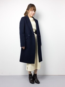 「PICCIN（ピッチン）のアイテム（チェスターコート）」を使った、SUBさん（レディース・154cm）の冬コーディネート