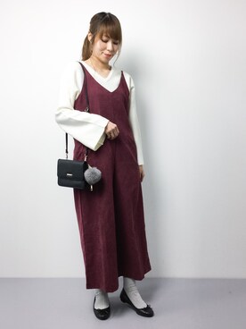 「LOWY（ロヴィ）のアイテム（つなぎ/オールインワン）」を使った、SUBさん（レディース・154cm）の冬コーディネート